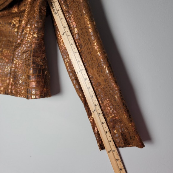 VTG Metallic Croc Faux Leather Jacket L Y2K Glam Rock Blazer V Cristina - Picture 4 of 10